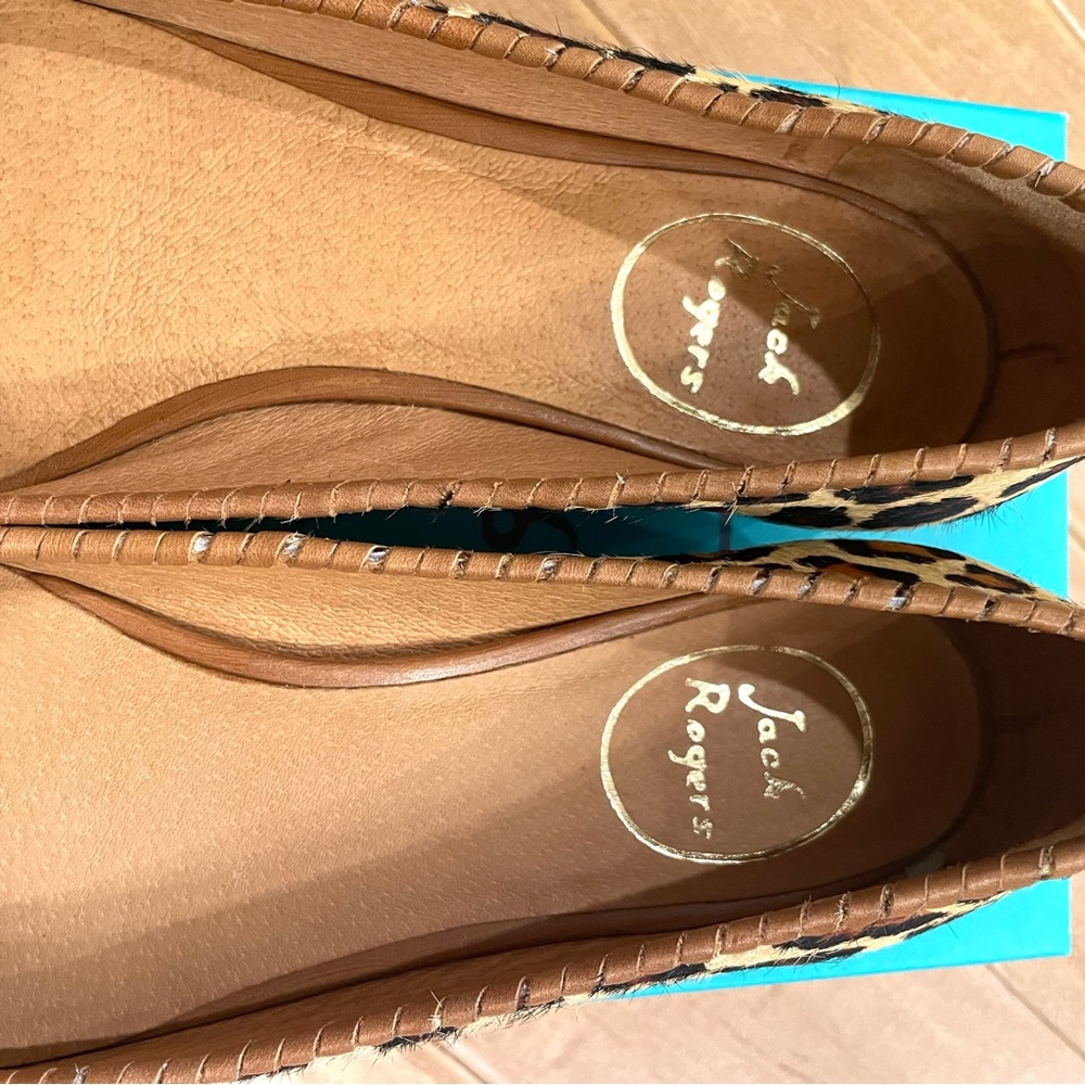JACK ROGERS GABRIELLE HAIRCALF LEOPARD PRINT WOMENS FLATS with TASSELS SIZE 8 - Picture 11 of 13